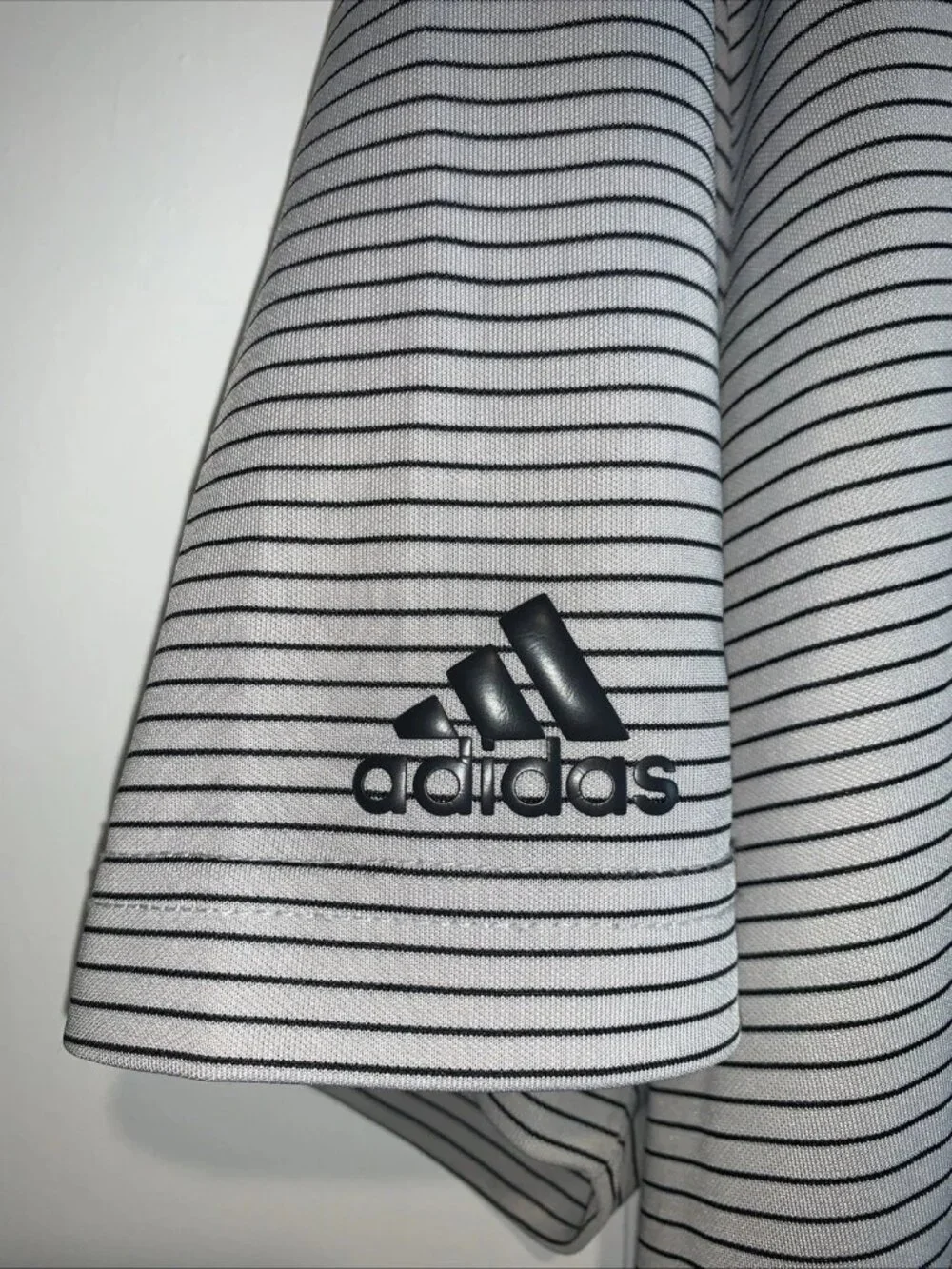 Adidas Men's XL Striped Golf Polo Shirt Gray Black Short Sleeve Athletic